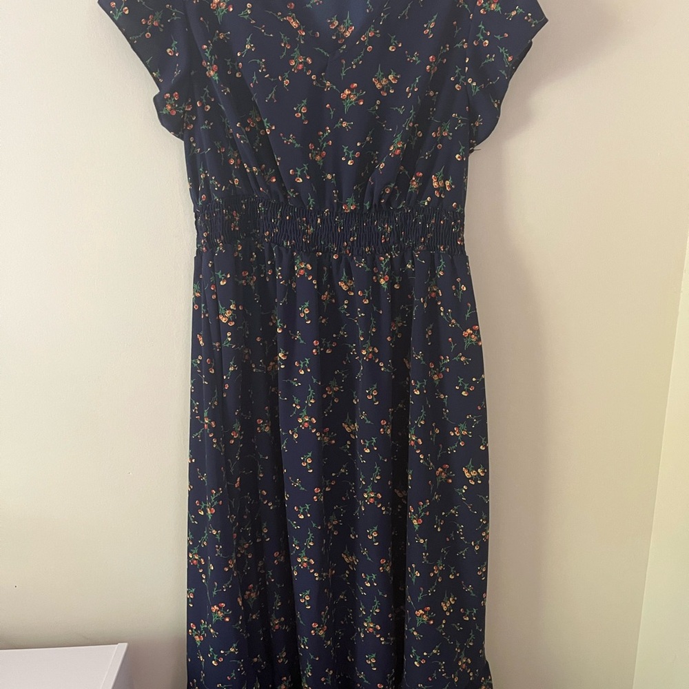 SHEIN Blue Maxi Sundress with Flutter Sleeves